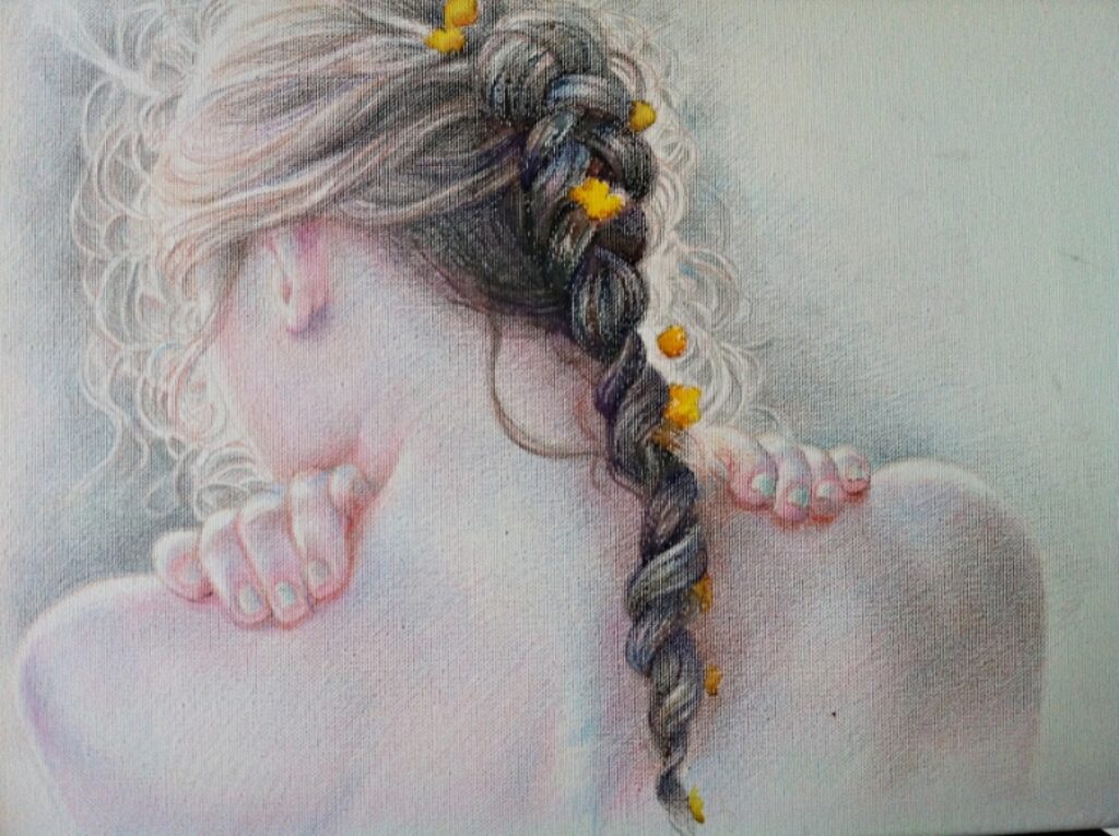 Colored pencils on canvas